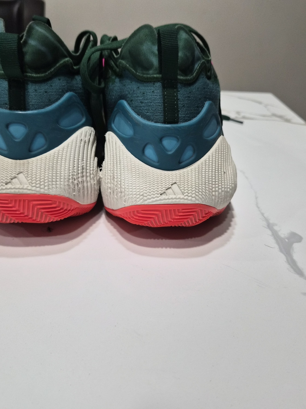 adidas Men's Athletic Shoes in Dark Green, Teal and Coral